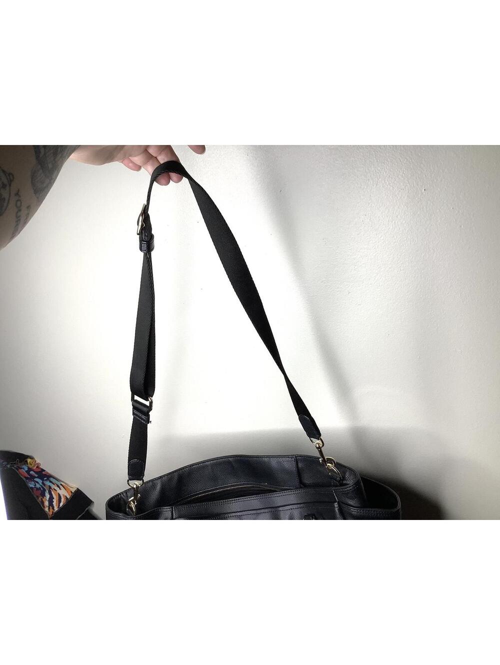 < Coach Black Leather Large Diaper Tote Bag > - Picture 12 of 13